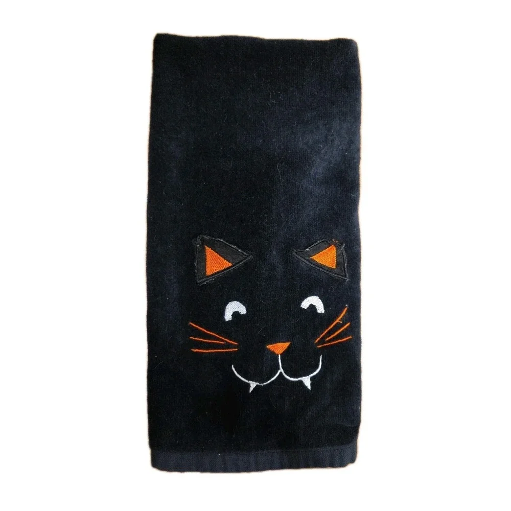 Set Of 4 Halloween Kitchen Dish Towels, Ghost,Pumpkin, Cat & Monster EXCELLENT